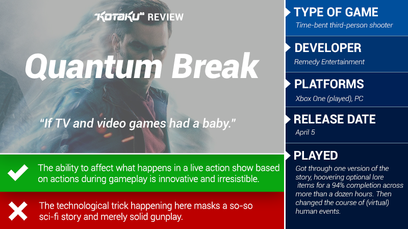 Illustration for article titled Quantum Break: The Kotaku Review